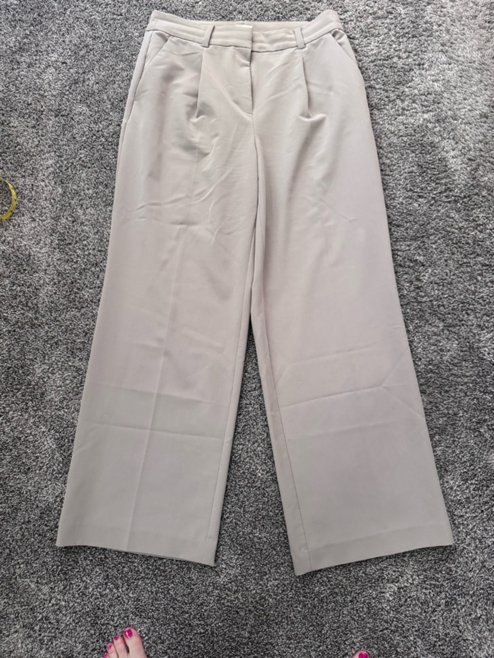 LOFT Wide-Leg High-Rise Pants in Light Taupe